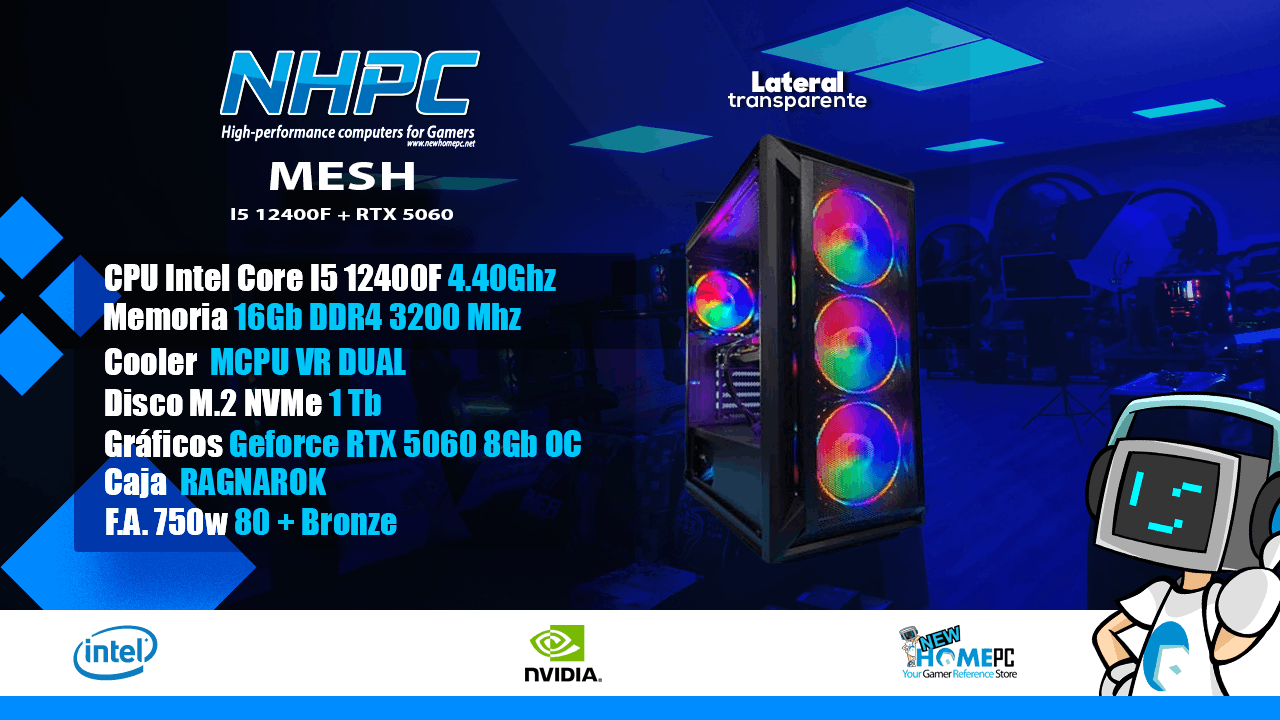 PC gaming NHPC Mesh - I5 12400F - 16Gb - RTX 5060 - 1TB